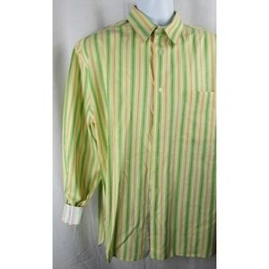 Acorn Bob Goldfeder yellow striped flip cuff Button‎ down Shirt XL Men's